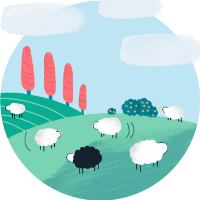 Illustration_200x200_a group of sheep enjoying the pasture