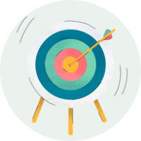 Illustration 200x200_An arrow hitting the dart board target