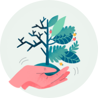 Illustration 200x200 A hand holding and caring for a tree